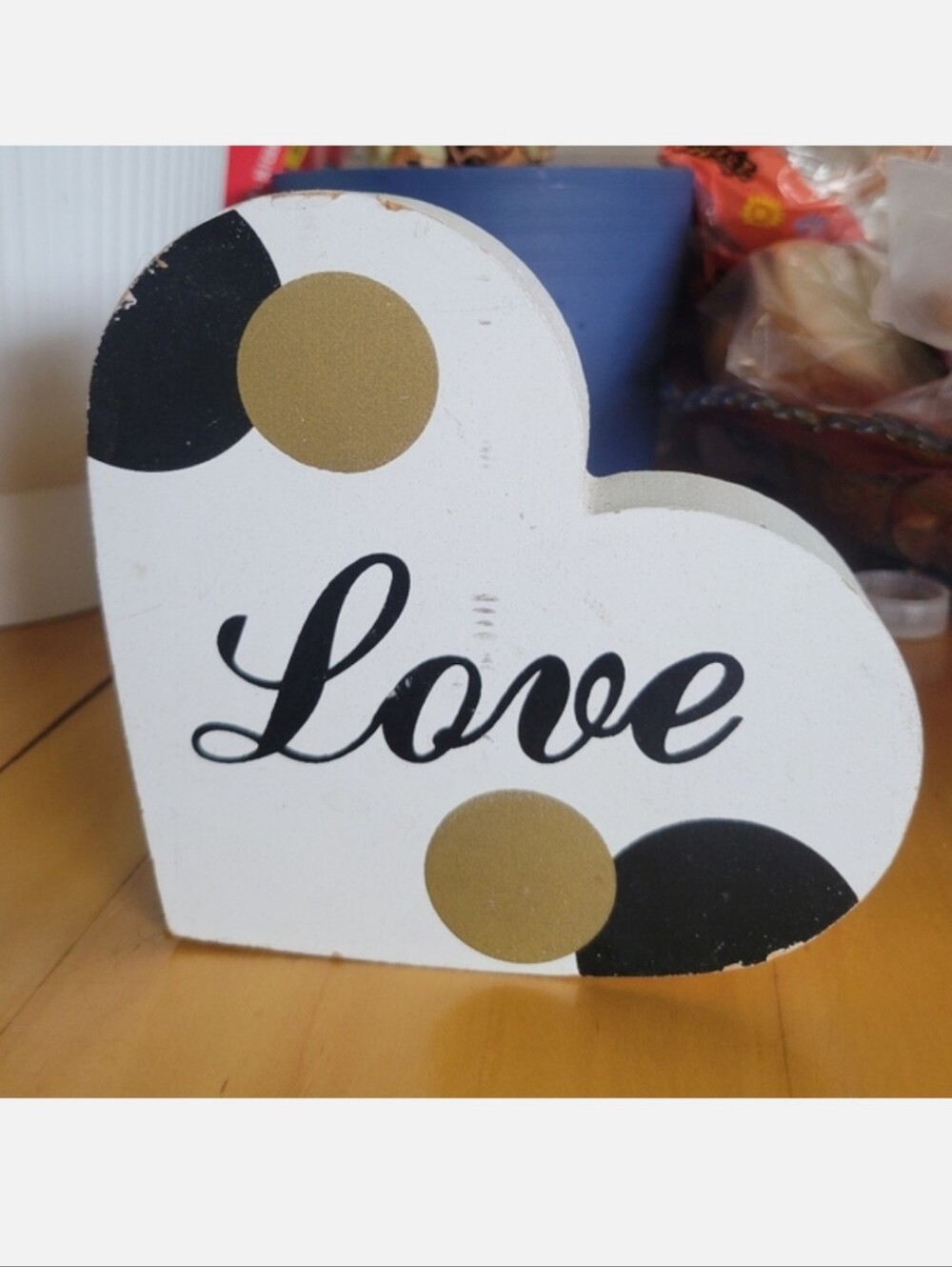 FREE* "LOVE" Wooden Block Decor with Black and Gold Accents